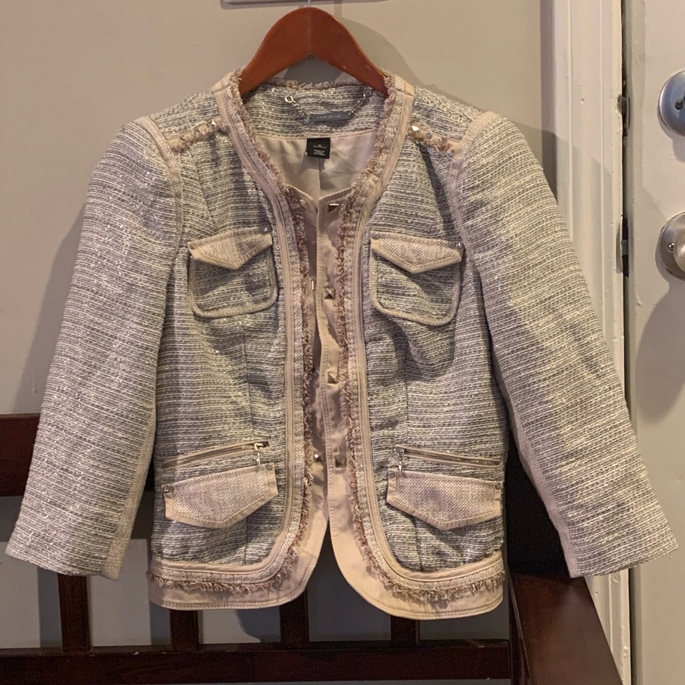 White|Black Tweed Studded Jacket